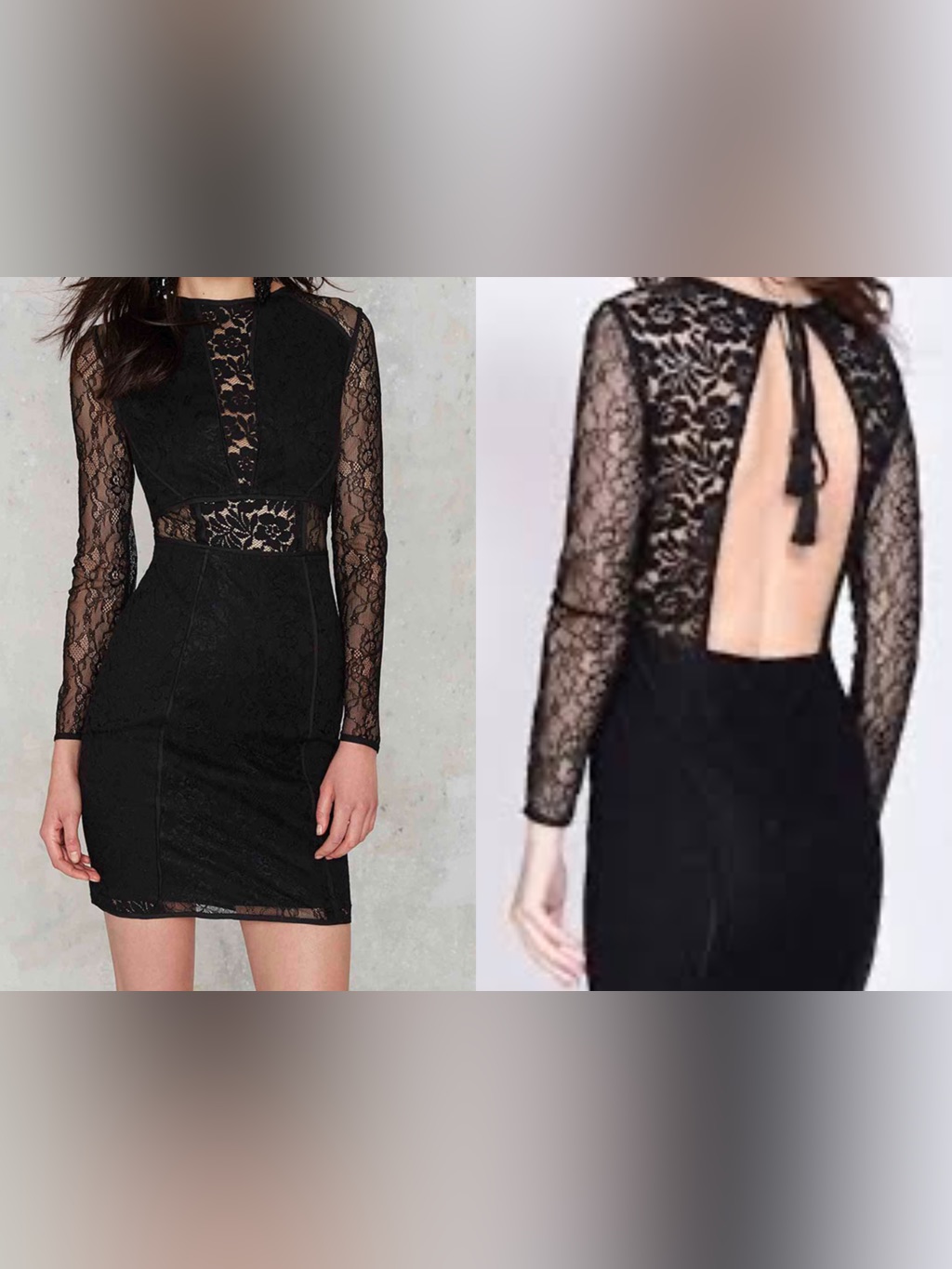 A. Drea Fitted Lace See Through Design Open Back Dress